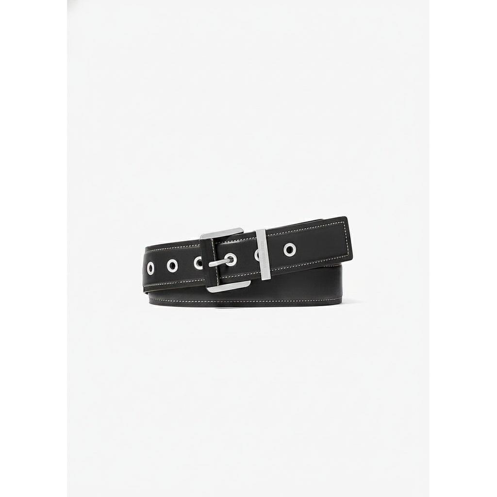 Michael Kors Grommet Leather Belt — Black Silver