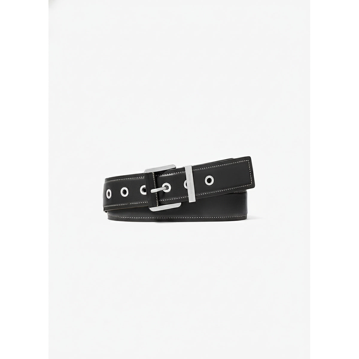 Michael Kors Grommet Leather Belt — Black Silver