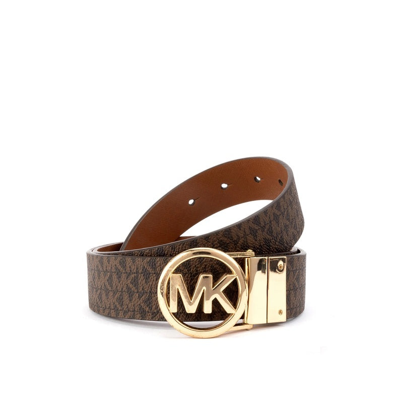 Michael Kors MK Logo Reversible Belt — Marron & Beige