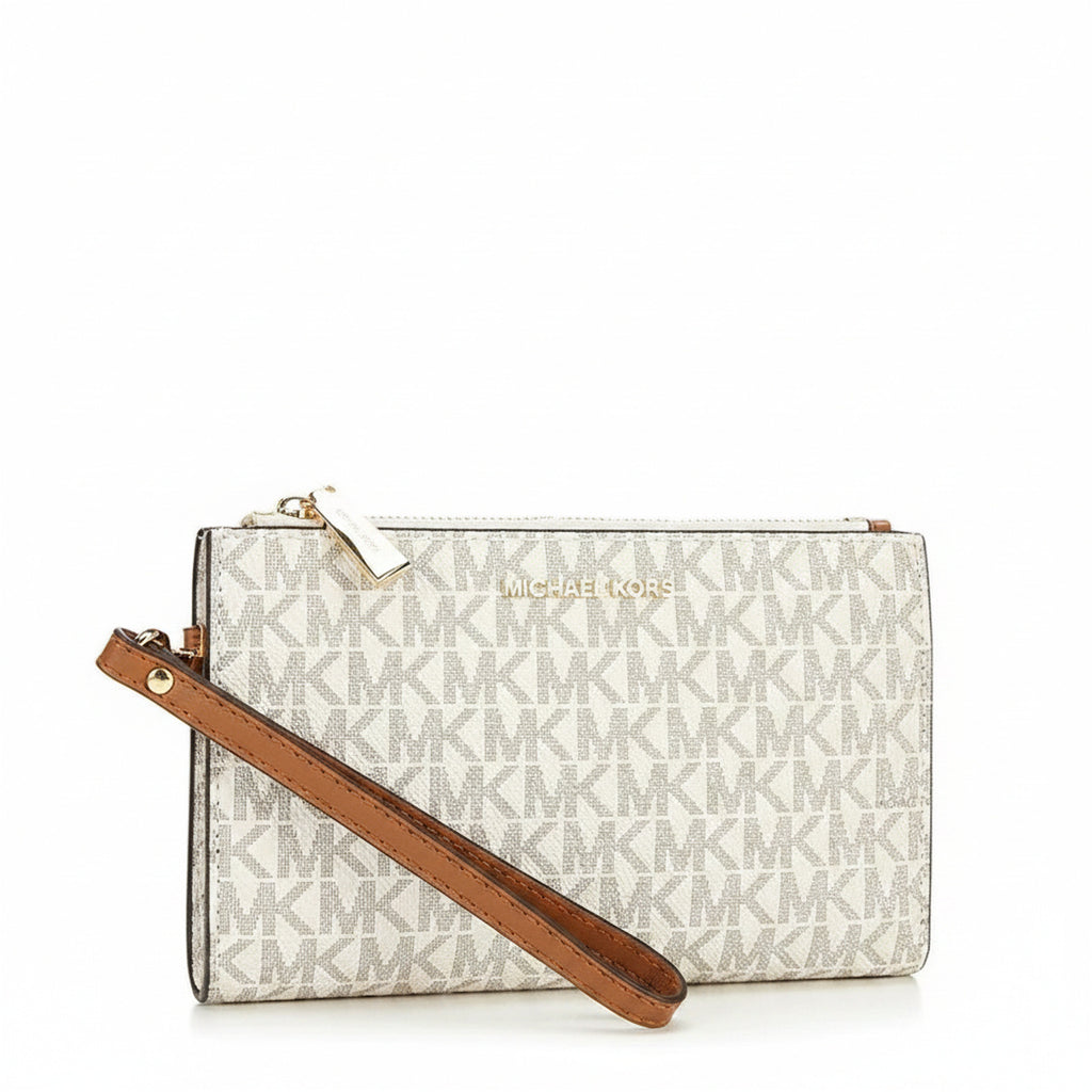 Michael Kors Jet Set Double Zip Wristlet — Vanilla Signature