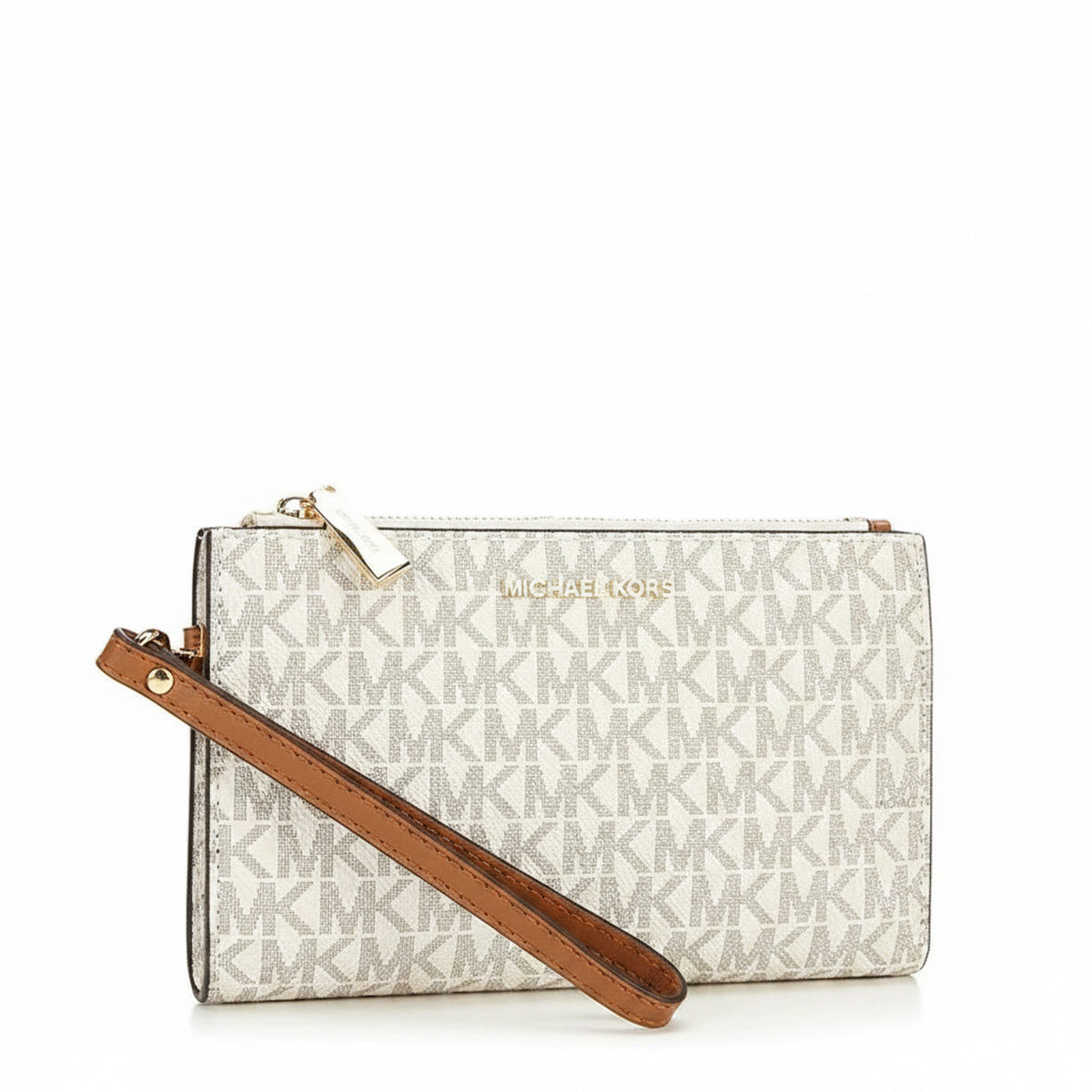 Michael Kors Jet Set Double Zip Wristlet — Vanilla Signature