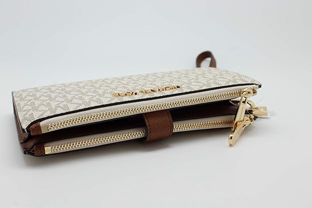 Michael Kors Jet Set Double Zip Wristlet — Vanilla Signature