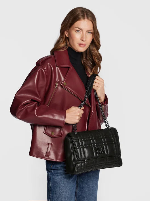 Sac à Main Calvin Klein Re-Lock Matelassé Chaîne Femme Noir