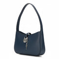 Michael Kors Lyra Leather Shoulder Bag — Navy, Blanc & Beige