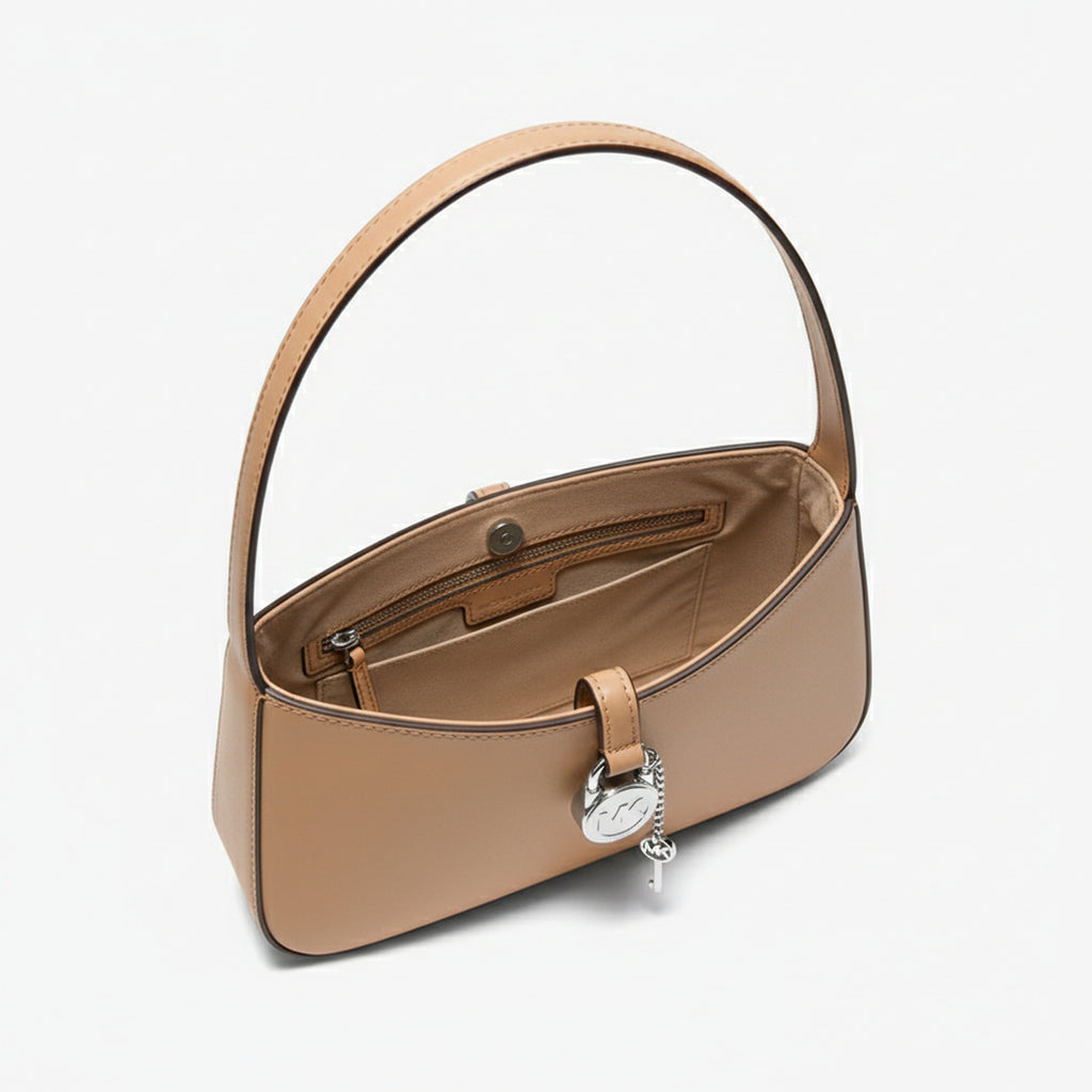 Michael Kors Lyra Leather Shoulder Bag — Navy, Blanc & Beige