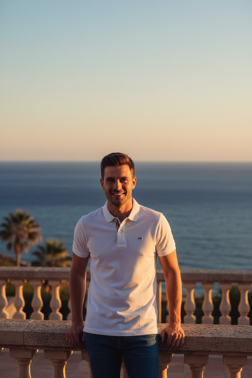 Polo Tommy Jeans Placket blanc — ambiance