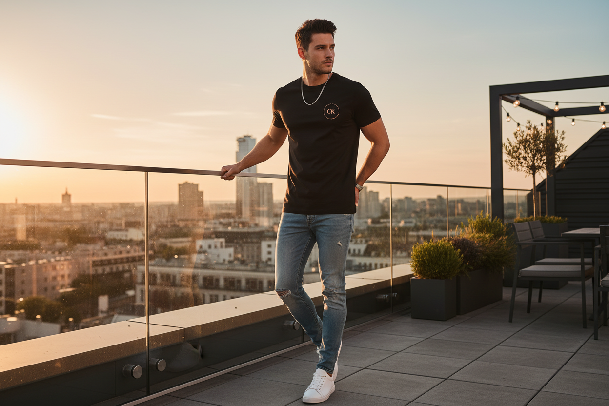 T-shirt CK noir ambiance été