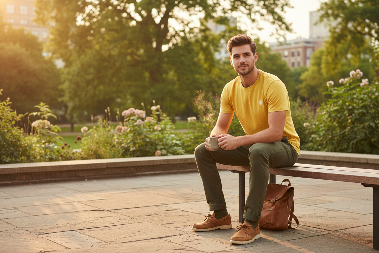 T-shirt Timberland Dunstan River jaune ambiance