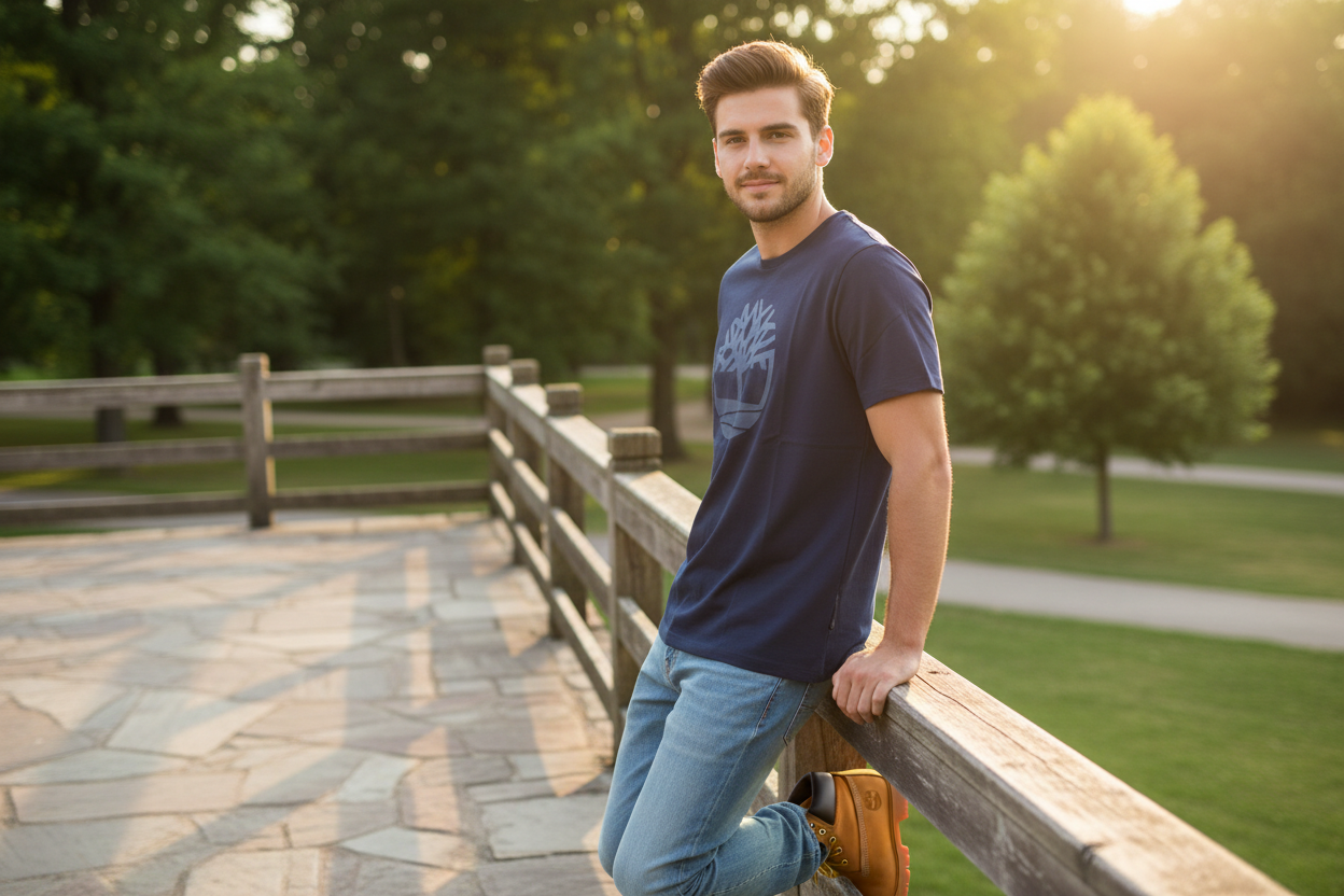 T-shirt Timberland Kennebec bleu ambiance